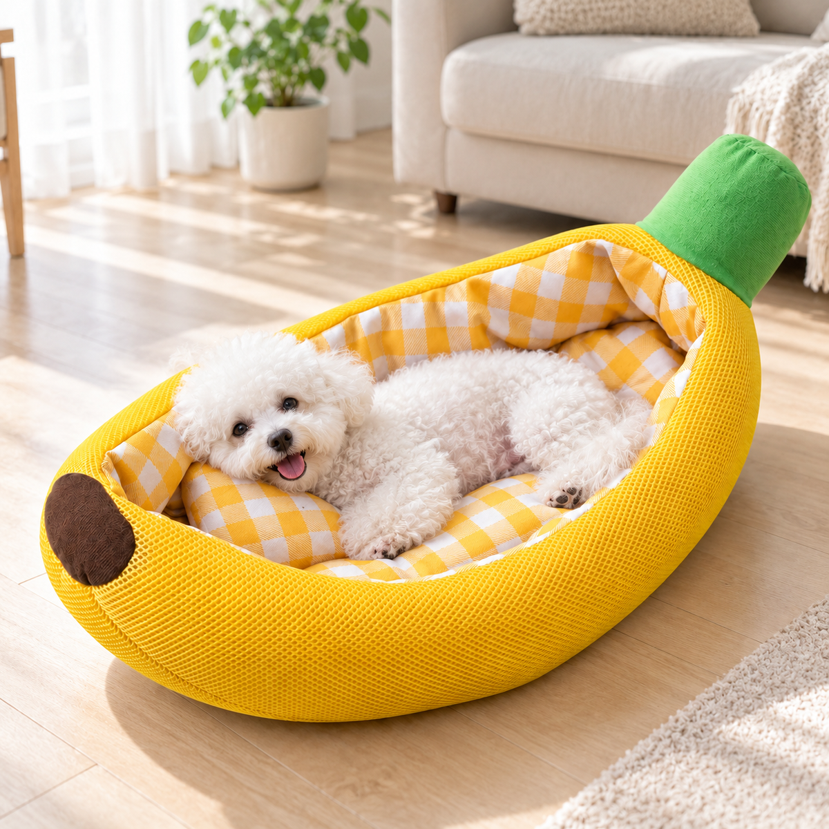 Banana-Shaped Breathable Pet Bed