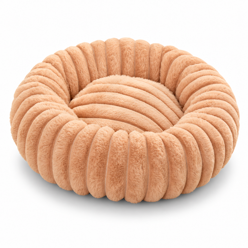 Round Faux Rabbit Fur Pet Bed