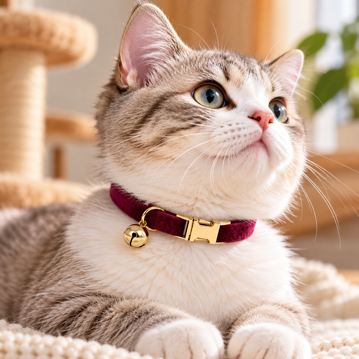 Velvet Pet Collar with Bell